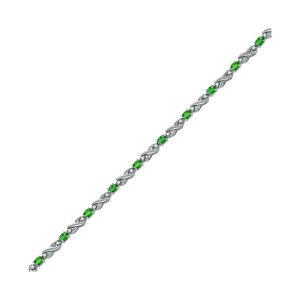 14Kt White Gold Diamond 1/2Ctw & Emerald 2 1/2Ctw Bracelet