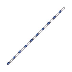 14Kt White Gold Diamond 1/5Ctw & Sapphire 1 3/4Ctw Bracelet