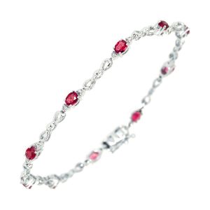 14Kt White Gold Diamond 1/4Ctw & Ruby 1 5/8Ctw Bracelet