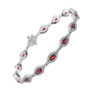 14Kt White Gold Diamond 1 1/2Ctw & Ruby 2 5/8Ctw Bracelet