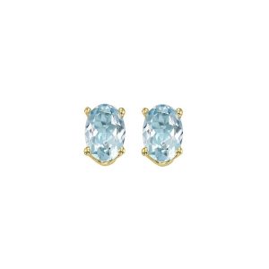 14Kt Yellow Gold Aquamarine 1Ctw Earring