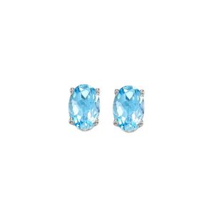 14Kt White Gold Blue Topaz 7/8Ctw Earring