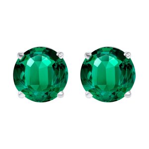 14Kt White Gold & Emerald 1/5Ctw Earring