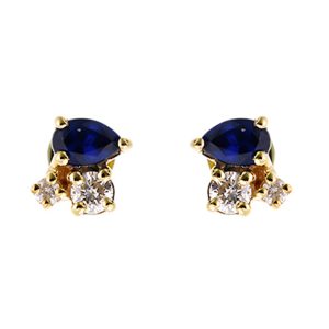10Kt Yellow Gold Diamond 1/25Ctw & Sapphire 1/10Ctw Earring