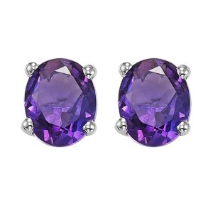 14Kt White Gold Amethyst 1Ctw Earring