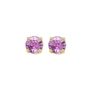 14Kt Yellow Gold & Pink Sapphire 1Ctw Earring