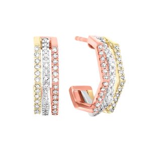 14Kt Tricolor Diamond 1/2Ctw Earring