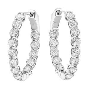 14Kt White Gold Diamond 5Ctw Earring (Oval Shape)