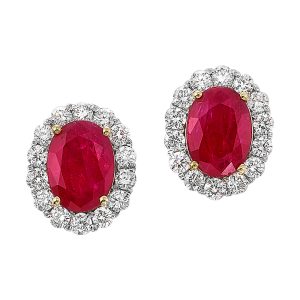 18Kt White Gold Diamond 3/4Ctw & Ruby 2Ctw Earring