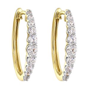 14KY diamond hoops, 1 1/2CTW,clean, consistent, and crafted to drive showcase turnover.