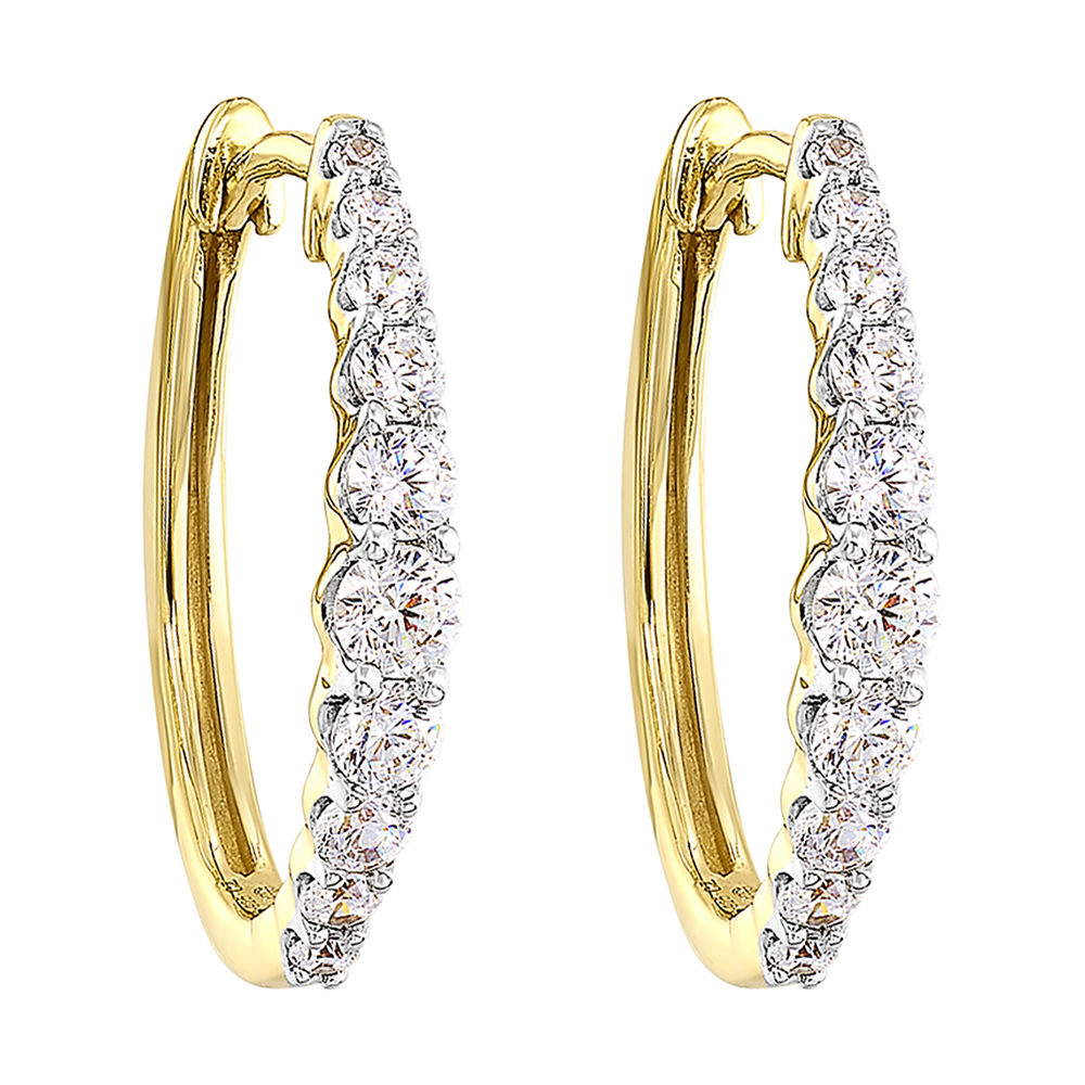 14KY diamond hoops, 1 1/2CTW,clean, consistent, and crafted to drive showcase turnover.