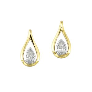 14Kt White Yellow Gold Diamond 1/5Ctw Earring
