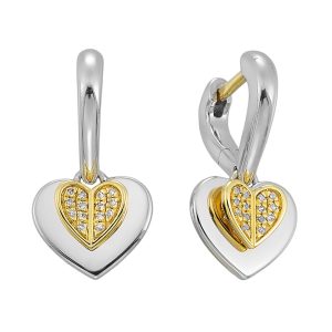 Gold Silver White Yellow Diamond 1/15Ctw Earring