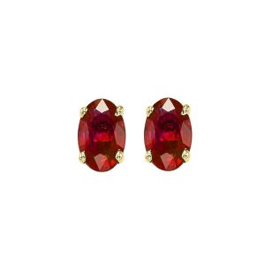 14Kt Yellow Gold Ruby 1Ctw Earring