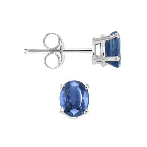 14Kt White Gold Sapphire 7/8Ctw Earring