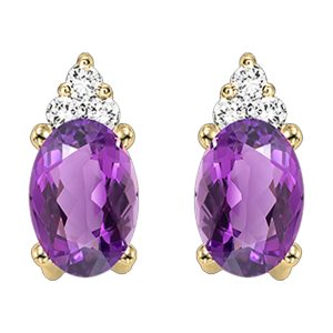 10Kt Yellow Gold Diamond 1/25Ctw & Amethyst 5/8Ctw Earring