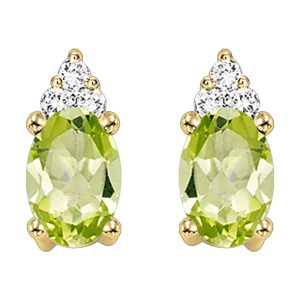 10Kt Yellow Gold Diamond 1/25Ctw & Peridot 5/8Ctw Earring