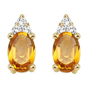 10Kt Yellow Gold Diamond 1/25Ctw & Citrine 1/2Ctw Earring