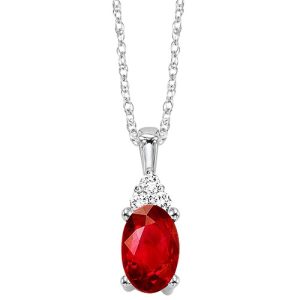 10Kt White Gold Diamond 1/50Ctw & Garnet 1/2Ctw Pendant