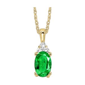 10Kt Yellow Gold Diamond 1/50Ctw & Emerald 1/2Ctw Pendant