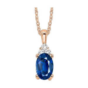 10Kt Rose Gold Diamond 1/50Ctw & Sapphire 1/2Ctw Pendant