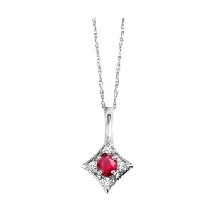 14Kt White Gold Diamond 1/20Ctw & Ruby 1/2Ctw Pendant