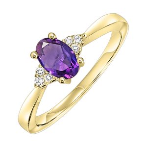 10Kt Yellow Gold Diamond 1/20Ctw & Amethyst 3/8Ctw Ring
