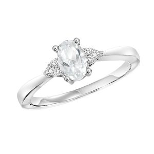 10Kt White Gold Diamond 1/25Ctw & White Topaz 3/8Ctw Ring