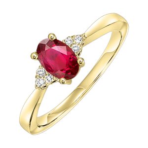 10Kt Yellow Gold Diamond 1/25Ctw & Ruby 1/2Ctw Ring