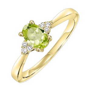 10Kt Yellow Gold Diamond 1/25Ctw & Peridot 1/2Ctw Ring