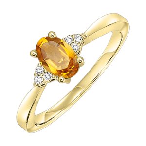 10Kt Yellow Gold Diamond 1/25Ctw & Citrine 1/2Ctw Ring