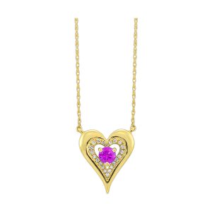 10Kt Yellow Gold Diamond 1/20Ctw & Amethyst 1/6Ctw Pendant