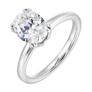 14Kt White Semi Mount For 2Ctw Oval Center