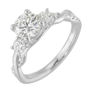 14Kt White Semi Mount 1/2Ctw For 1Ctw Round Center