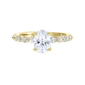 14Kt Yellow Semi Mount 1/3Ctw For 2Ctw Oval Center