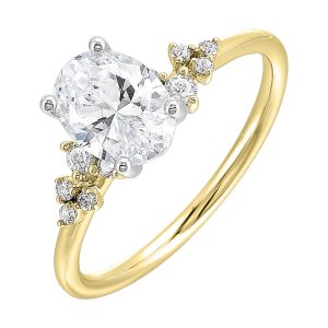 14Kt White Yellow Semi Mount 1/7Ctw For 1Ctw Oval Center