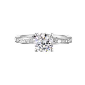 14Kt White Semi Mount 1/5Ctw For 1Ctw Round Center