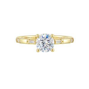 14Kt Yellow Semi Mount 1/7Ctw For 1Ctw round Center