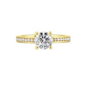 14Kt Yellow Semi Mount 1/4Ctw For 1Ctw Round Center