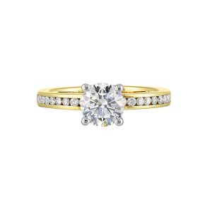 14Kt White Yellow Semi Mount 1/5Ctw For 1Ctw Round Center