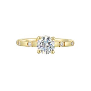 14Kt Yellow Semi Mount 1/7Ctw For 1Ctw Round Center