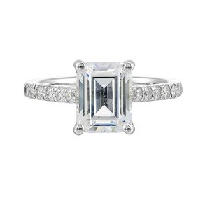 14Kt White Semi Mount 1/2Ctw For 3Ctw Emerald Cut Center
