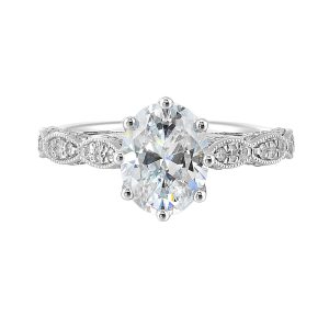 14Kt White Semi Mount 1/3Ctw For 2Ctw Oval Center