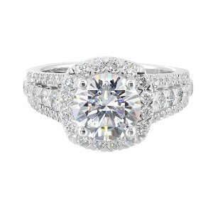 14Kt White Semi Mount 7/8Ctw For 2Ctw Round Center