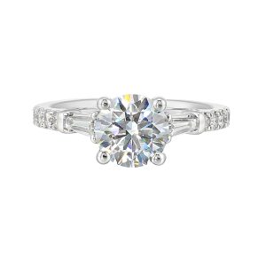 14Kt White Semi Mount 3/8Ctw For 1 1/2Ctw Round Center