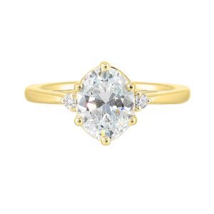 14Kt Yellow Semi Mount 1/15Ctw For 2Ct Oval Center