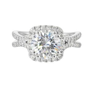 14Kt White Semi Mount 1/2Ctw For 2Ctw Round Center