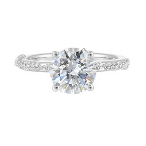 14Kt White Semi Mount 1/5Ctw For 2Ctw Round Center