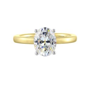 14Kt White Yellow Semi Mount 1/15Ctw For 2Ctw Oval Center