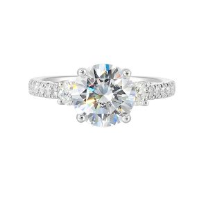 14Kt White Semi Mount 1/2Ctw For 2Ctw Round Center